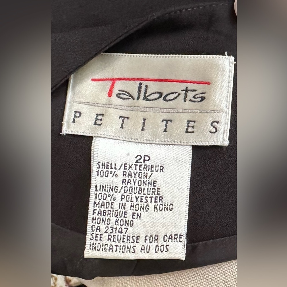 Talbots 2 Petite Black Embroidered Cropped Jacket | Floral Corded Detail - Picture 8 of 8